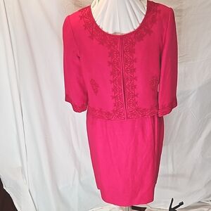 Donna Morgan Fuchsia/Pink Linen/Rayon blend Jacket and Skirt size 12